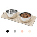 Ptlom Pet Placemat for Dog and Cat, Mat for Prevent Food and Water Overflow, Suitable for Medium and Small Pet, Black, Silicone
