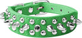 haoyueer Spiked Dog Collar Soft Pu Leather Mushrooms Rivet Spike Studded Puppy Adjustable Pet Collars for Small Breeds (XS, Green)