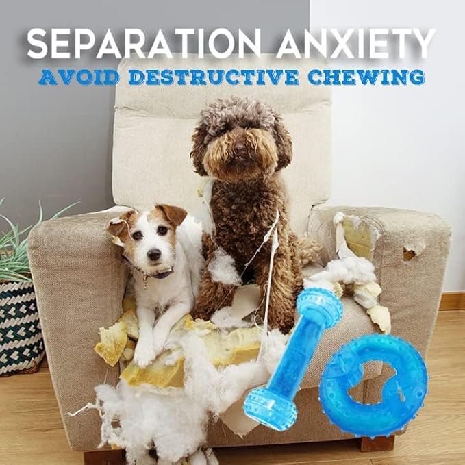 SPOFLY Puppy Chew Toys for Teething Puppies, Cooling Dog Toys Natural Teething Rubber, 2 Pack Freezable Teething Toys, Cleaning Teeth and Protects Oral Health Both Small Dogs & Medium Dog Suitable