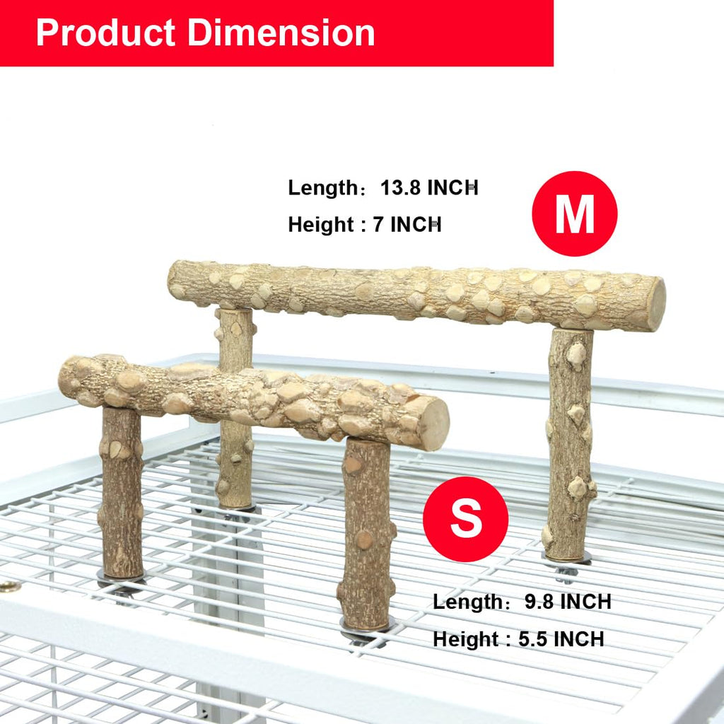 Bird Perch Stand,Natural Wood Cage Gym Toy Branch for Small Large Parrot
