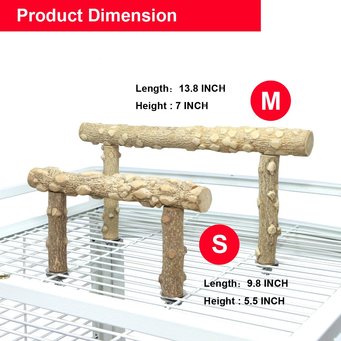 Bird Perch Stand,Natural Wood Cage Gym Toy Branch for Small Large Parrot