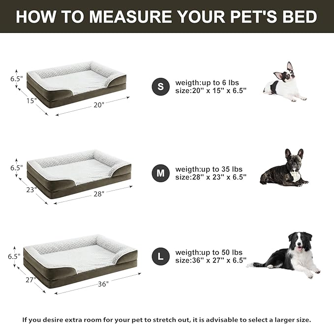 Orthopedic Dog Bed for Large Dogs, Egg Crate Foam Bed for Large Dogs, Equipped with Removable Waterproof Pillow Cover and Anti-Slip Bottom, Pet Bed