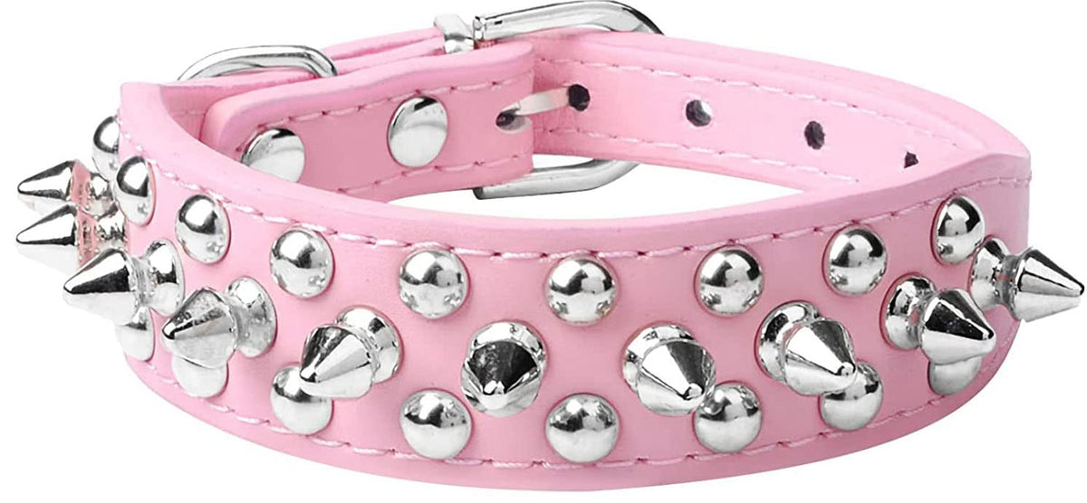 haoyueer Spiked Dog Collar Soft Pu Leather Mushrooms Rivet Spike Studded Puppy Adjustable Pet Collars for Small Breeds (XS, Yellow)