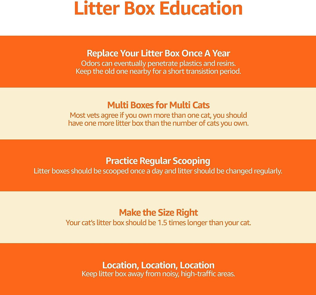 Amazon Basics Large Cat Litter Box with High Sides, Top Entry, Odor Control, Includes Scoop, 20.5 x 14.75 x 14.38 inches, Grey