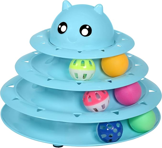 UPSKY Cat Toy Roller 3-Level Turntable Cat Toys with Six Colorful Balls