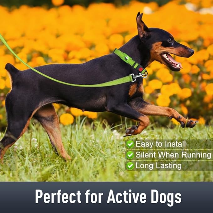 Erbine AirTag Dog Collar with AirTag Holder Compatible for Air Tag, Reflective Soft Padded, Safety Locking Buckle, Adjustable Nylon for Small Medium Large Dogs (Green,L)