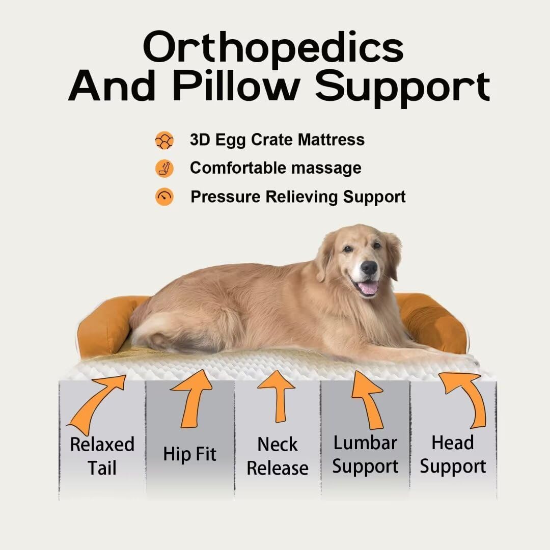 MEKIY Orthopedic XL Dog Bed with Bolster for Extra Large Size Dogs