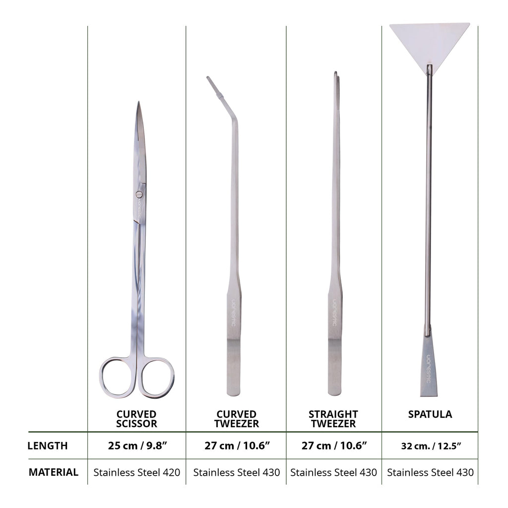 VORESTIC 4Pcs Aquascaping Tools, Stainless Steel Aquarium Tweezers, Scissors and Spatula - Aquascape Tools Set for Trimming, Maintenance