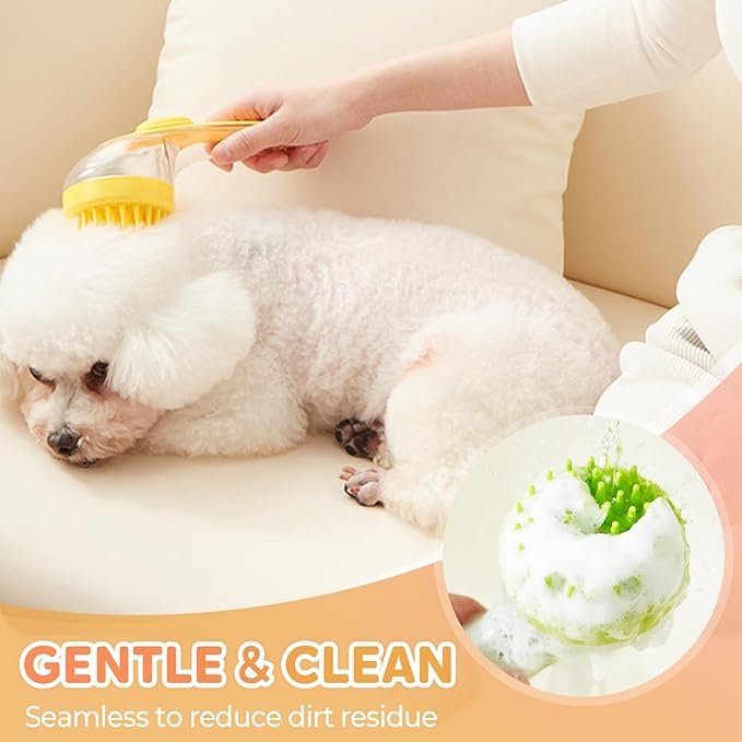 Pet Bath Brush, 2025 New 2 in 1 Dog Bath Brush with Built-in Shampoo Dispenser, Pet Wash Brush for Bathing Dog Grooming Massage Brush for Long Short Haired Dogs Cats Shower (Blue, Coarse teeth)