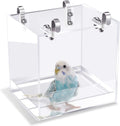 GURECOD Hanging Bird Bath Cube Bird Bathtub Bath Shower Box Bowl Cage Accessory for Little Bird Canary Budgerigar Parrots Crested Myna Cockatiel Lovebird Parakeet Bath (Large)