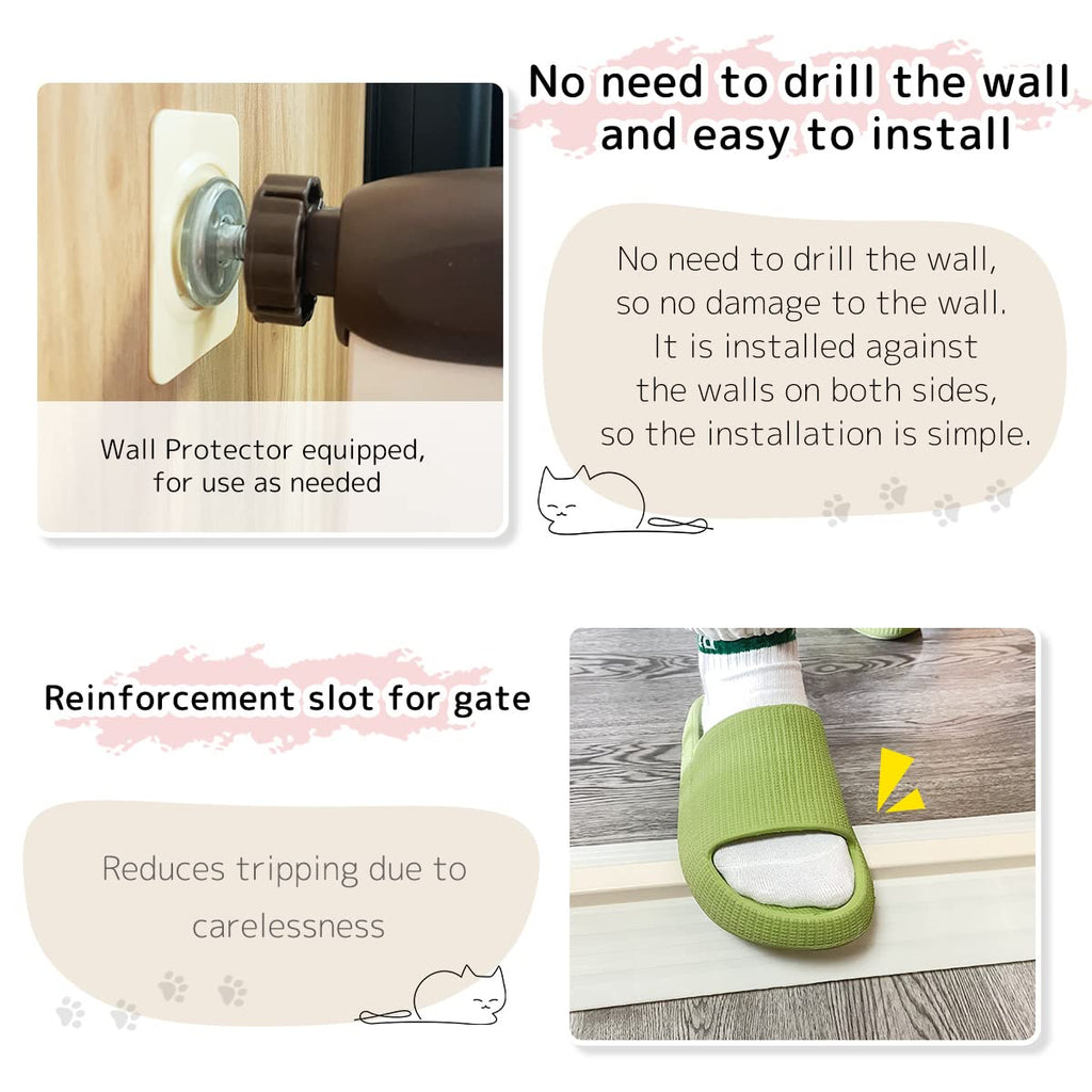 Lumizone 55.12" Extra Tall Pet Gate for Cat Dog 30.12"-34.05" Wide Cream