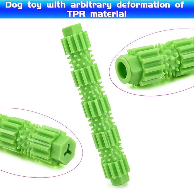 oAtm0eBcl Pet Dog Chew Toy, TPR Rubber Stick Puppy Chewy Toy for Aggressive Chewer, Teeth Cleaning & Slowing Feeding Toy for Dogs Green L