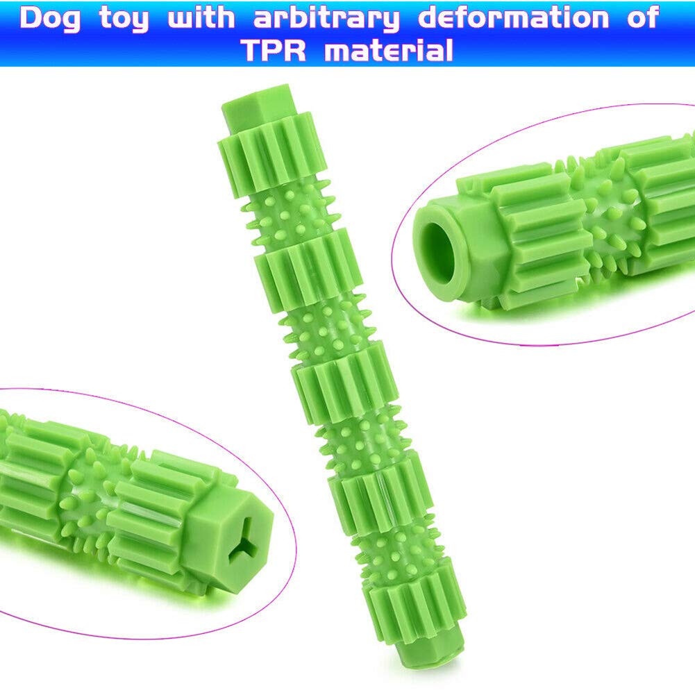 oAtm0eBcl Pet Dog Chew Toy, TPR Rubber Stick Puppy Chewy Toy for Aggressive Chewer, Teeth Cleaning & Slowing Feeding Toy for Dogs Green L