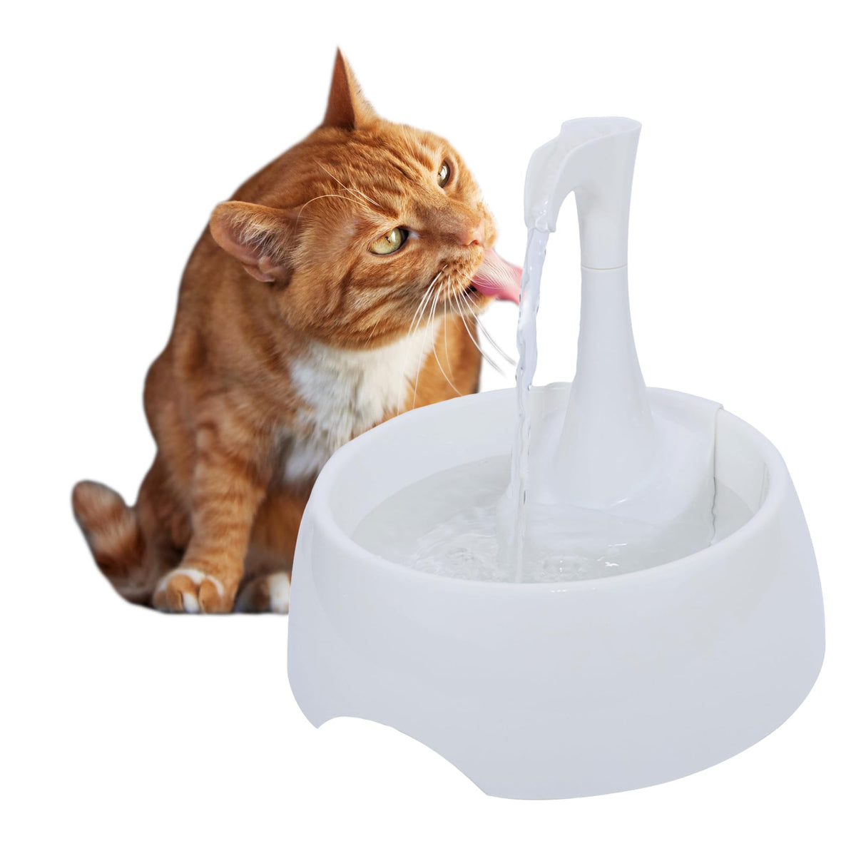 Aqua First Pet Water Fountain - Automatic Drinking Bowl for Cats and Dogs - Light and Portable - Replaceable Filters - Ergonomic Design - 1.2L/42 fl oz - White