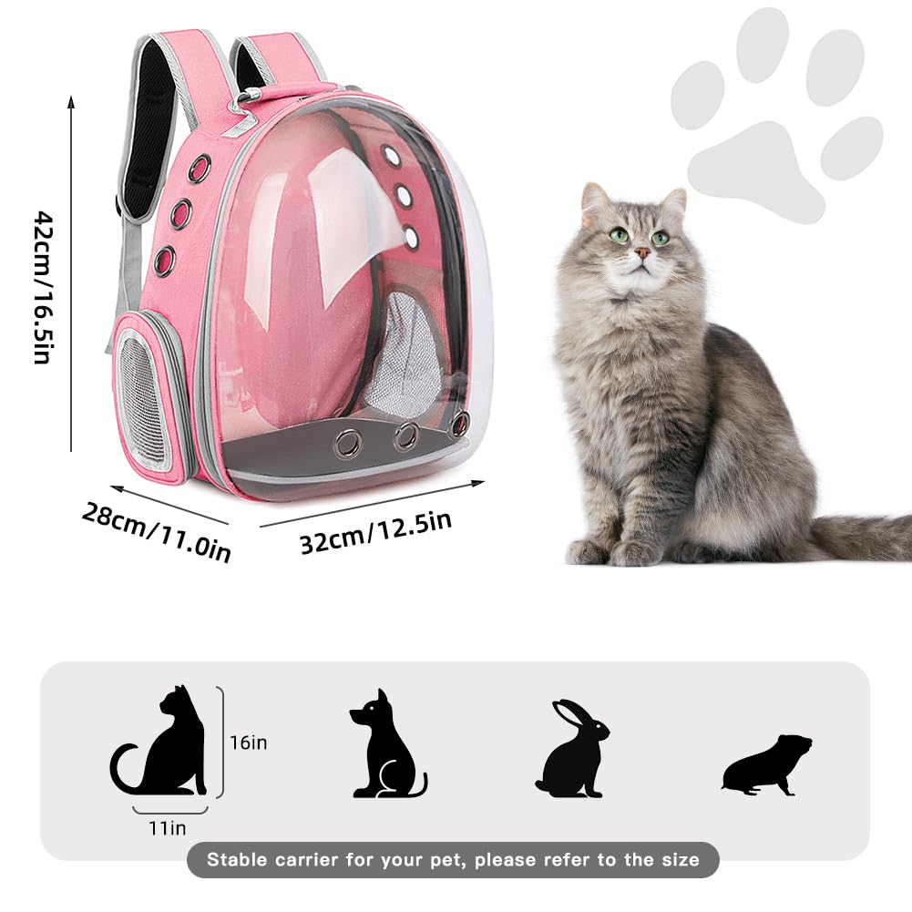 Pet Backpack Carrier,Bubble Backpack Cat Carrier,Pets and Small Dogs,Space Capsule Pet Carrier for Traveling, Walking, Hiking and Outdoor Activities (Pink)