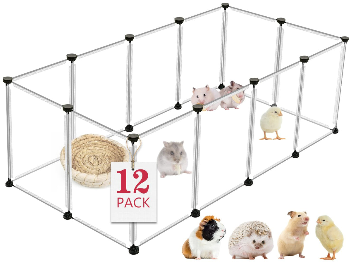 VISCOO 12 Panels Small Animal Playpen, 48" x 24" x 16" Guinea Pigs Cages