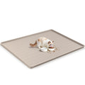47" x 35" Silicone Cat Food Mat, Waterproof Pet Feeding Mat with Raised Edge, Extra Large Cat Bowl Mat Water Bowl Placemats for Cats, Non-Slip, Protects Floors, Easy to Clean (Light Gray)