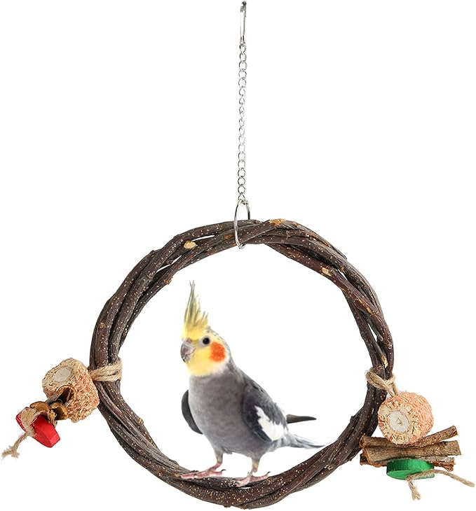 Gavigain Bird Swing, Wood, Corn Cob, Non, Edible Coloring, Beak Sharpening, Anxiety Relief, Parrot Chew Toy for Boredom and Climbing (11.5x26.5x7.5cm/4.5x10.4x3.0in)