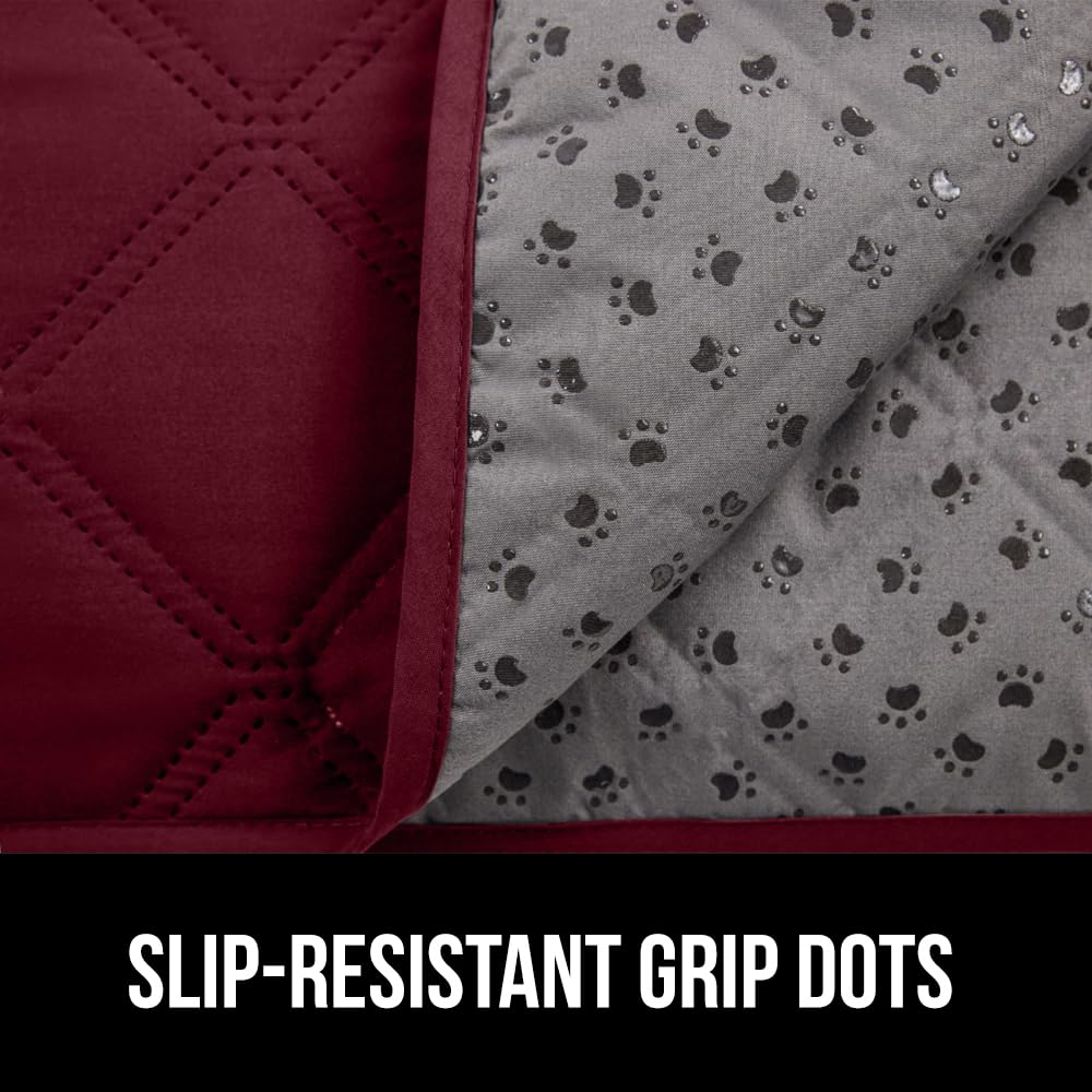 GORILLA GRIP® Waterproof Dog Blanket, Leakproof Couch Cover for Dogs, Silicone Grip Backing, Protects Sofa, Sectional, Bed, Crate, Car & RV, Tear-Resistant Washable Senior Pet Blanket, 30x70 Burgandy