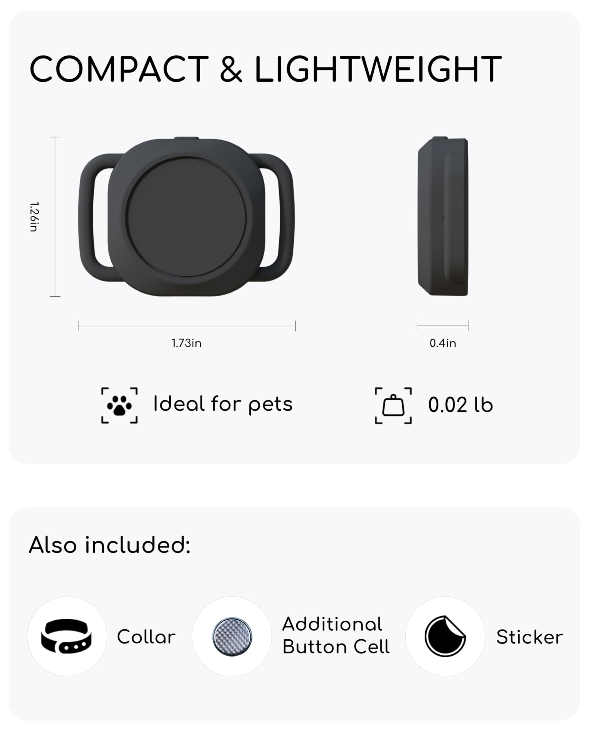 TRESBUNNY Dog Tracker, Smart Dog Collar with Real-time Pet Location, Cat Tracker Collar (iOS Only), No Monthly Fee & Long Battery Life, Works with Find My, Ideal for Dog/Cat