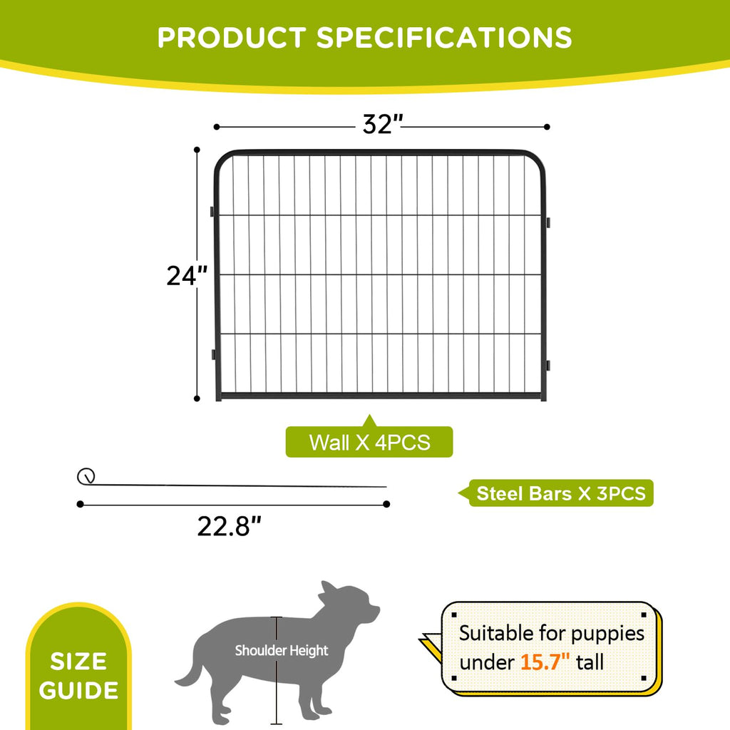 BestPet | Dog Playpen Extender | 24", 4 Panels | Expandable Design