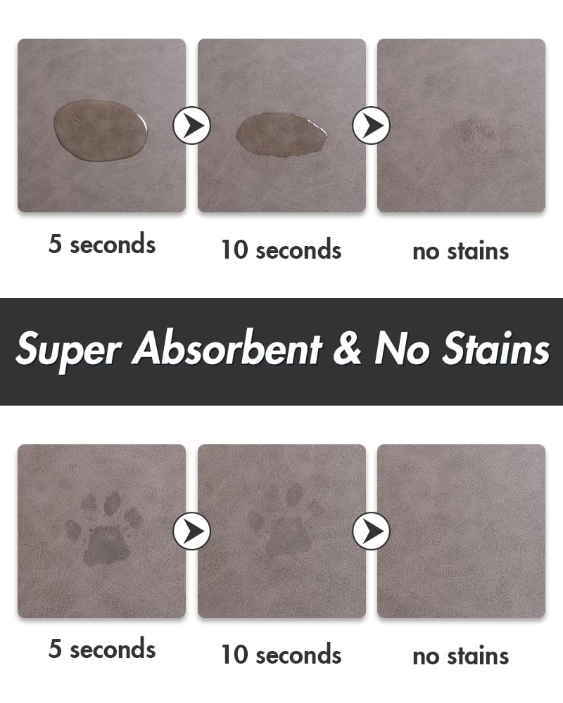 MontVoo-Absorbent Pet Feeding Mat-No Stains Pet Mat for Food and Water Bowl-Quick Dry Cat & Dog Food Mat Water Dispenser Mat-Pet Supplies Mat-Dog Water Bowl Mat for Messy Drinker,（Brown,12"x19"）