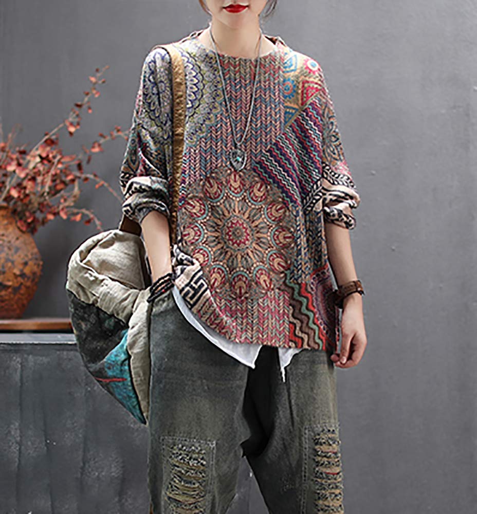 YESNO Women Sweater Graphic Oversized Pullover Sweaters Casual Loose Long Sleeve Knit Tops 2XL S01 CR27