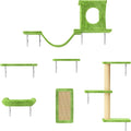 NUNU LAB Cat Wall Shelves, 6 Pcs Luxury Wall-Mounted Cat Climber Set, Green
