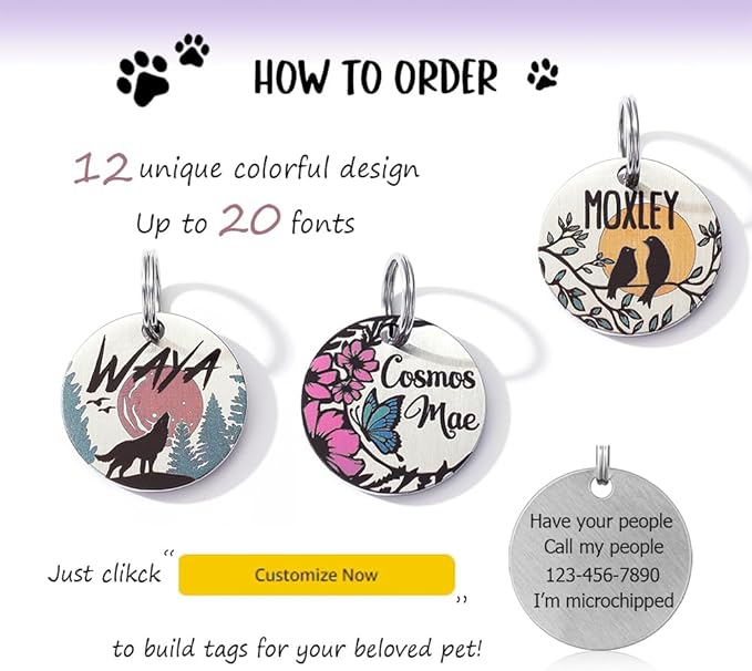 Colorful Dog Tags Personalized, Engraved Dog Tags with Colored Printing for Pets, Dog Name tag with deep Engraving, Custom pet ID Tags, Customizable cat Collar Holder tag (Cosmos)