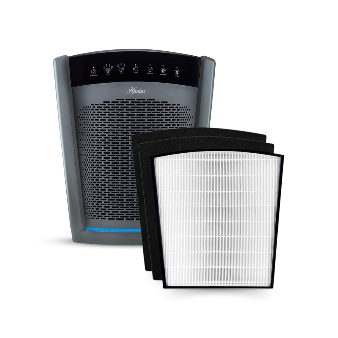 Hunter HP800 Air Purifier for Home Large Room for Pets, Odors, Gray