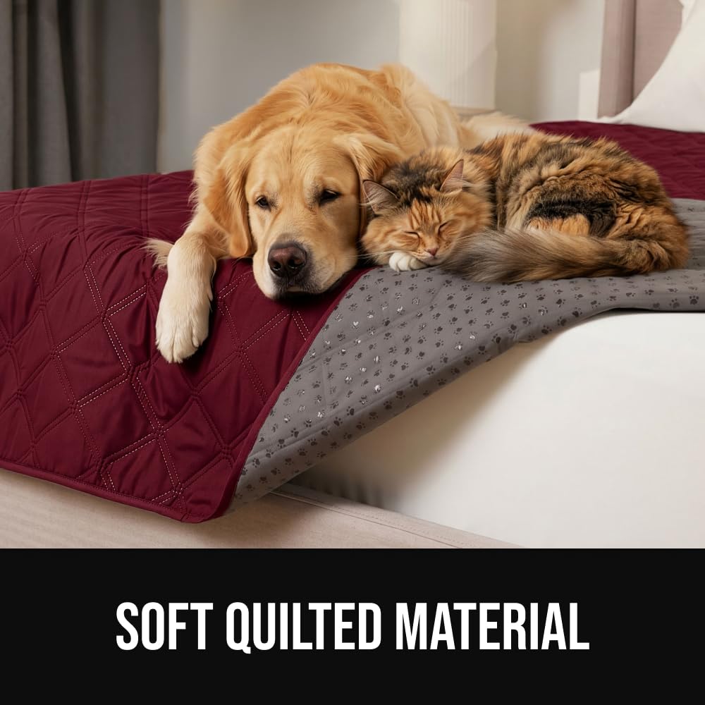 GORILLA GRIP® Waterproof Dog Blanket, Leakproof Couch Cover for Dogs, Silicone Grip Backing, Protects Sofa, Sectional, Bed, Crate, Car & RV, Tear-Resistant Washable Senior Pet Blanket, 30x70 Burgandy