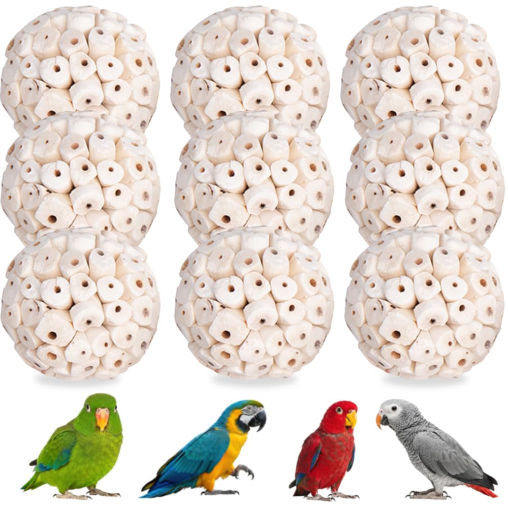 SevvyNaut 6 Pack Bird Toy Sola Balls, Natural Parrot Soft Chew Shredding & Foraging Toy, Bird Foot Balls for Cockatiel Conure Quaker Budgie Parakeet Bunny Guinea Pig Chinchilla Rabbit
