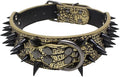 Serijoars Spiked Studded Dog Collar, PU Leather Dog Collar, Adjustable Pet Collars for Medium or Large Breed Pet (M, Gold Brown3)