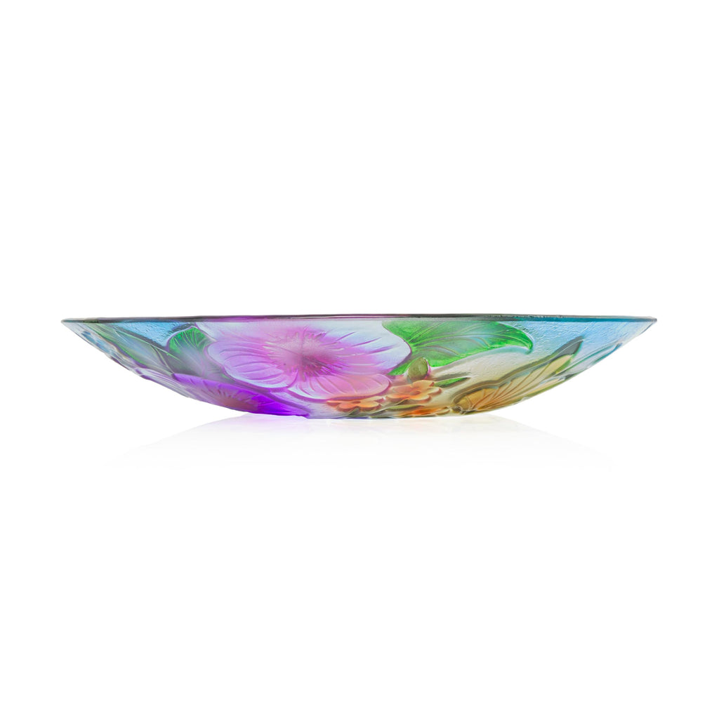Alpine Corporation 18" Glass Birdbath Topper with Colorful Butterfly and Flowers