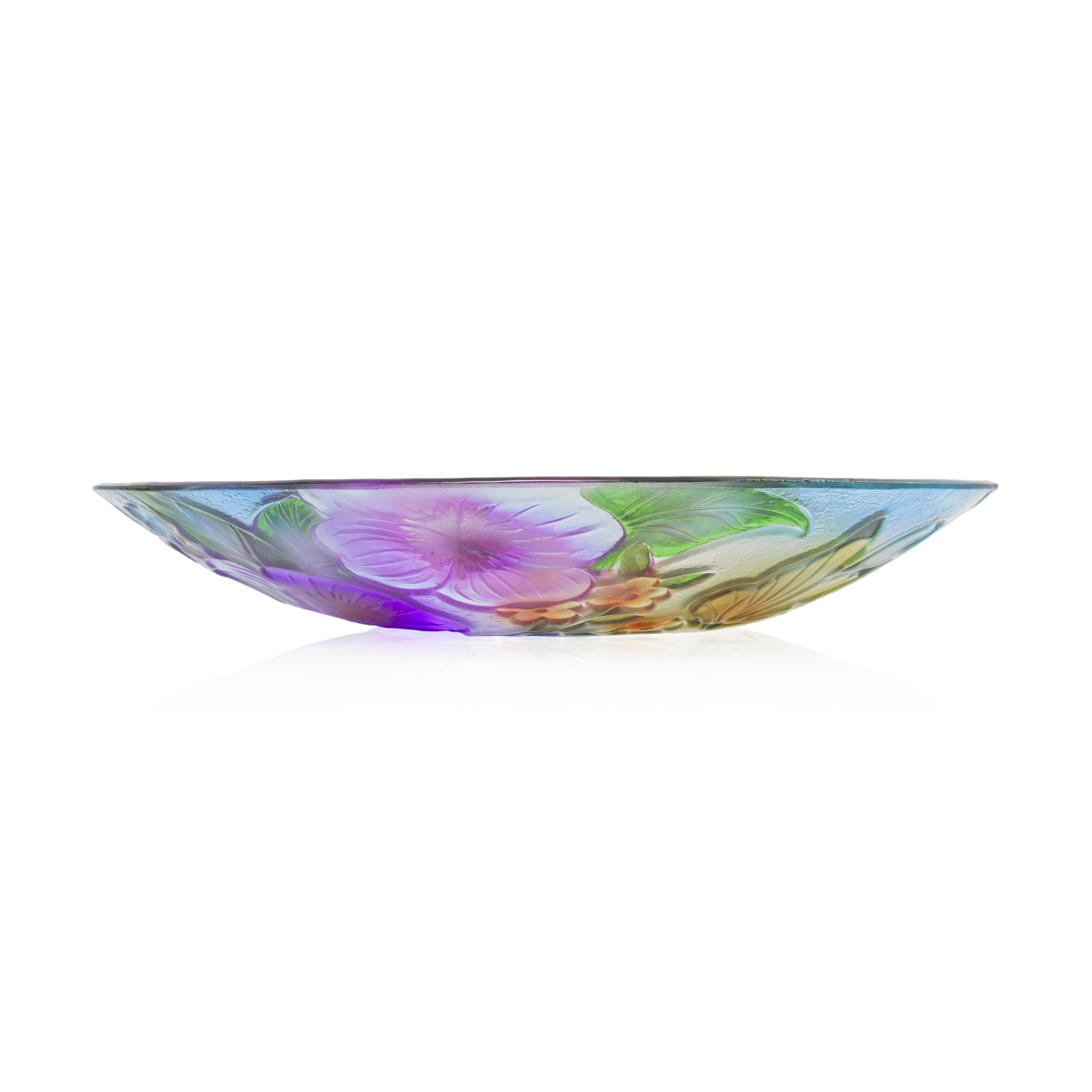 Alpine Corporation 18" Glass Birdbath Topper with Colorful Butterfly and Flowers