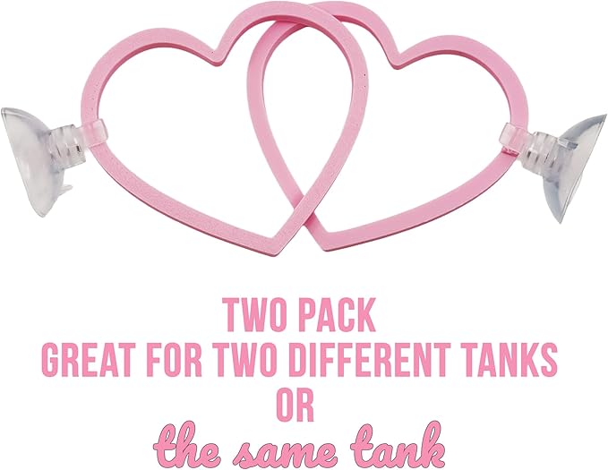 CTWPets Heart Betta Ring, Enrichment Toy & Pink Fish Tank Decor, 2 Pack