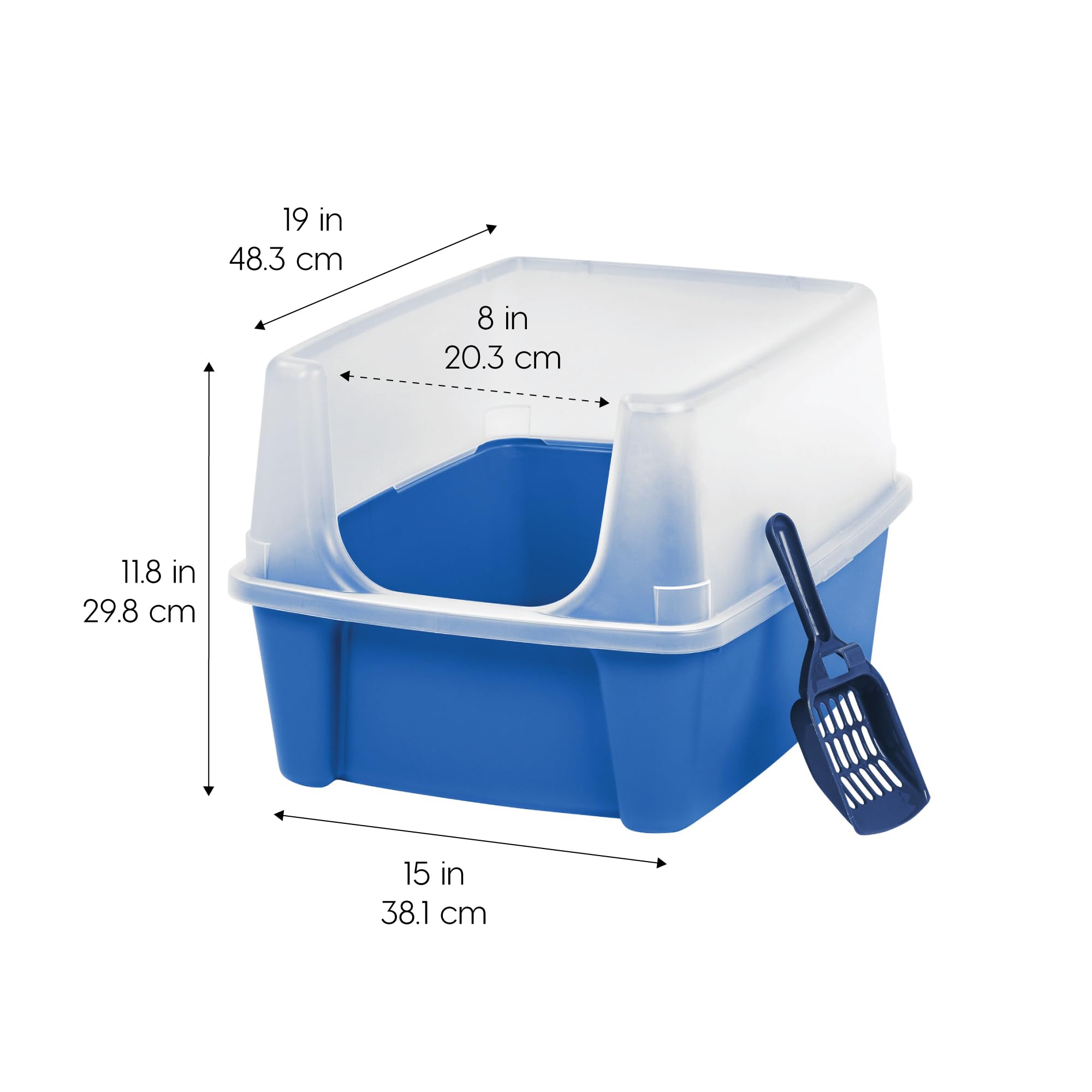 IRIS USA Large High Sided Cat Litter Box, Scatter Shield