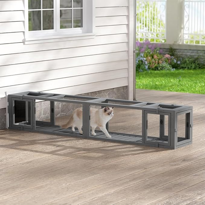 COZIWOW Modular Cat Tunnel 92.1" L Weatherproof Extendable Outdoor Cat Run
