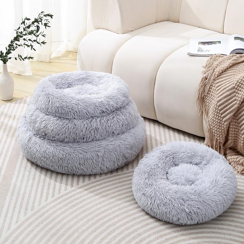Round Cat Bed Dog Bed Small Kitten Bed Warm Pet Bed Kitty Bed Large Rabbit Bed Calming Donut Dog Beds Pillow Pet Suit Warm Bed for 8KG