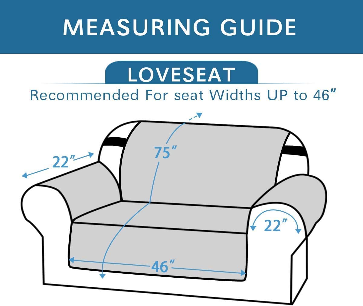 H.VERSAILTEX Reversible Loveseat Cover Furniture Protector Anti-Slip Water Resistant 2" Elastic Straps Couch Covers Pets Kids Fit Sitting Width Up to 46"(Love Seat: 75" x 90", Light Grey/Beige)