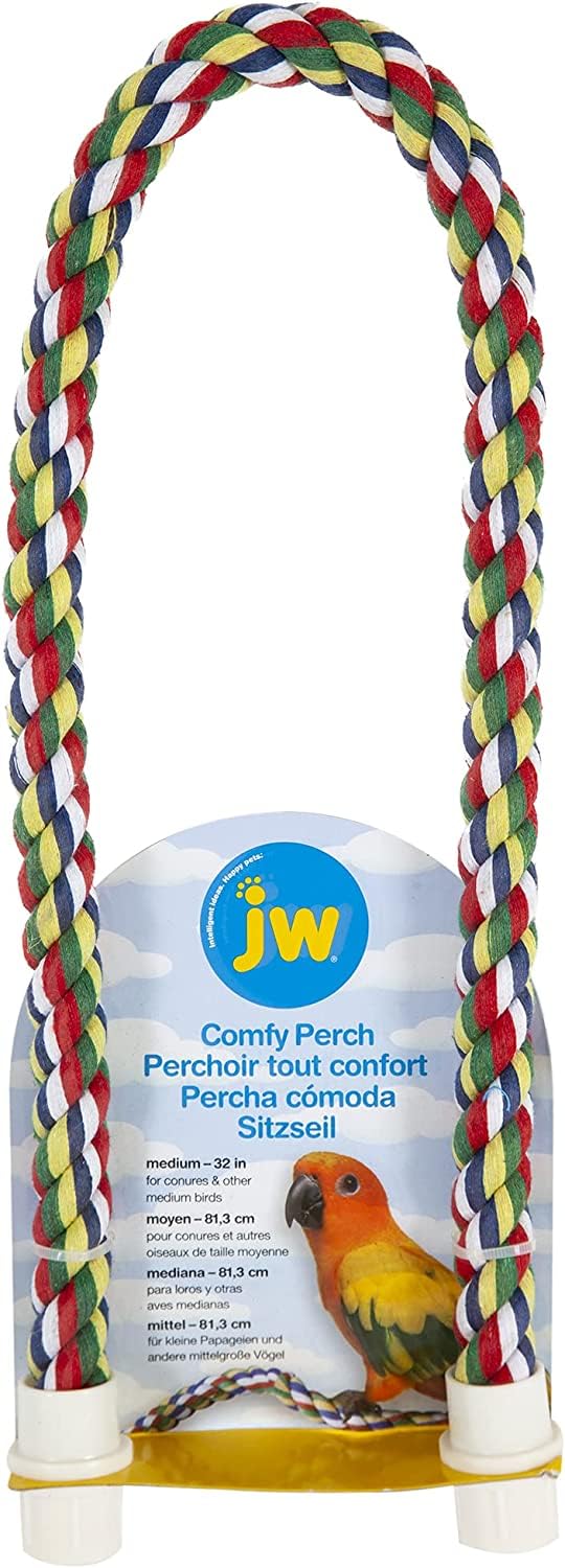 JW Pet Comfy Perch For Birds Flexible Multi-color Rope, Large - 21" Length