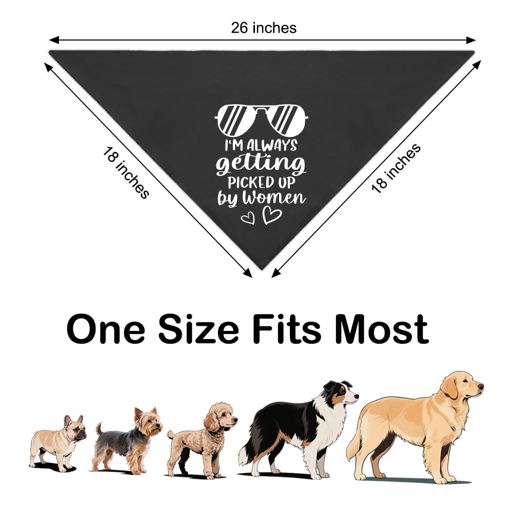 ZBBFSCSB I'm Always Getting Picked Up by Women Black Dog Bandana, Christmas Birthday Gifts for Dog Mom Dad, Funny Social Puppy Scarf for Dogs Lover, Humor Outfit Prop Photoshoot