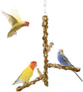 FlidRunest Bird Perch, Hanging Bird Tree Ceiling Perch Swing Toy, Natural Pepper Wood Bird Training Toy for Parrot Parakeet Cockatiel Conure Small-Medium Birds