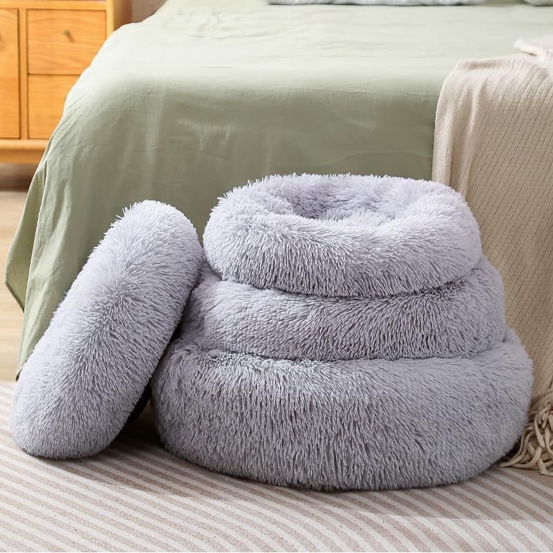 Round Cat Bed Dog Bed Small Kitten Bed Warm Pet Bed Kitty Bed Large Rabbit Bed Calming Donut Dog Beds Pillow Pet Suit Warm Bed for 8KG