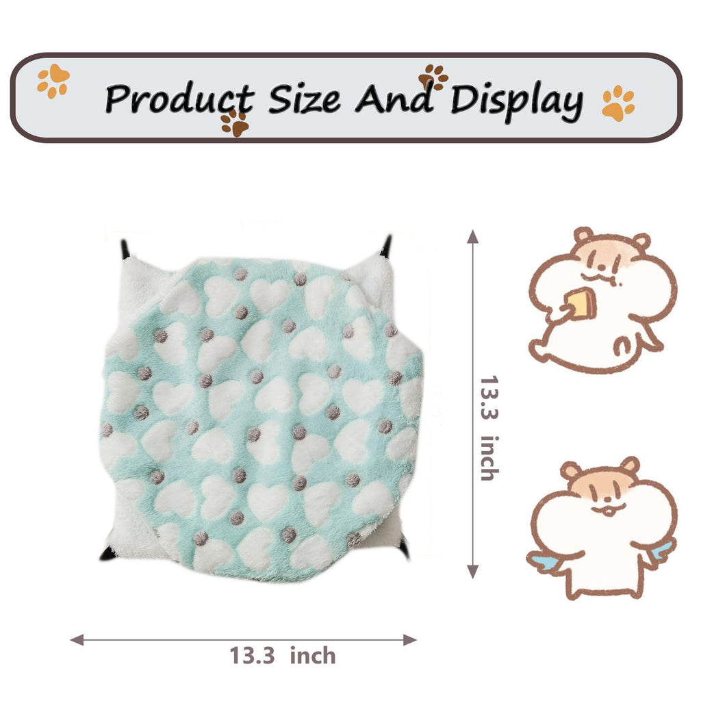OINEEDU Guinea Pig Ferret Hammock for Cage - Machine Washable Double-Decker Hanging Bed - Fits Sugar Glider,Rat,Hamster,Gerbil - 13.3" x 13.3" - Love Green Pattern