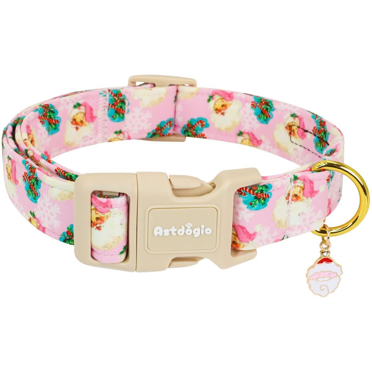 Astdogio Halloween Dog Collar, Fall Dog Collars for Small Dogs, Cute Pink Puppy Collar with Adorable Ghost & Pumpkin Design, Soft Cotton Small Dog Collars Girl Boy Dog Collar-S