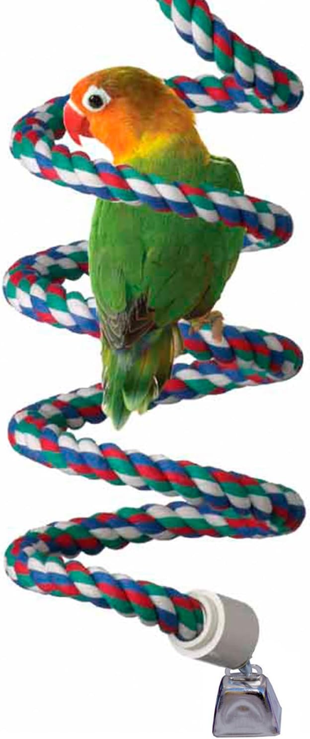 Super Bird Creations - SB326 Large to XL Bungee Bird Toy - Rope Perch for Amazons, African Greys, Cockatoos, Parrots - Colorful Hanging Perch - Enriching Bungee Toy for Large/XL Birds & in Bird Cages
