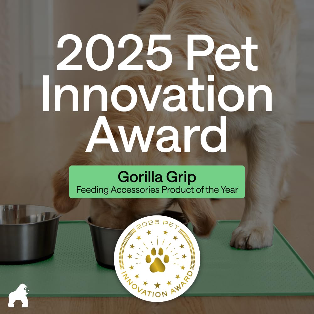 GORILLA GRIP 100% Waterproof Raised Edge BPA Free Silicone Pet Feeding Mat, Dog Cat Food Mats Contain Spills Protects Floors, Placemats for Cats and Dogs Water Bowl, Pets Accessories 18.5x11.5 Mint