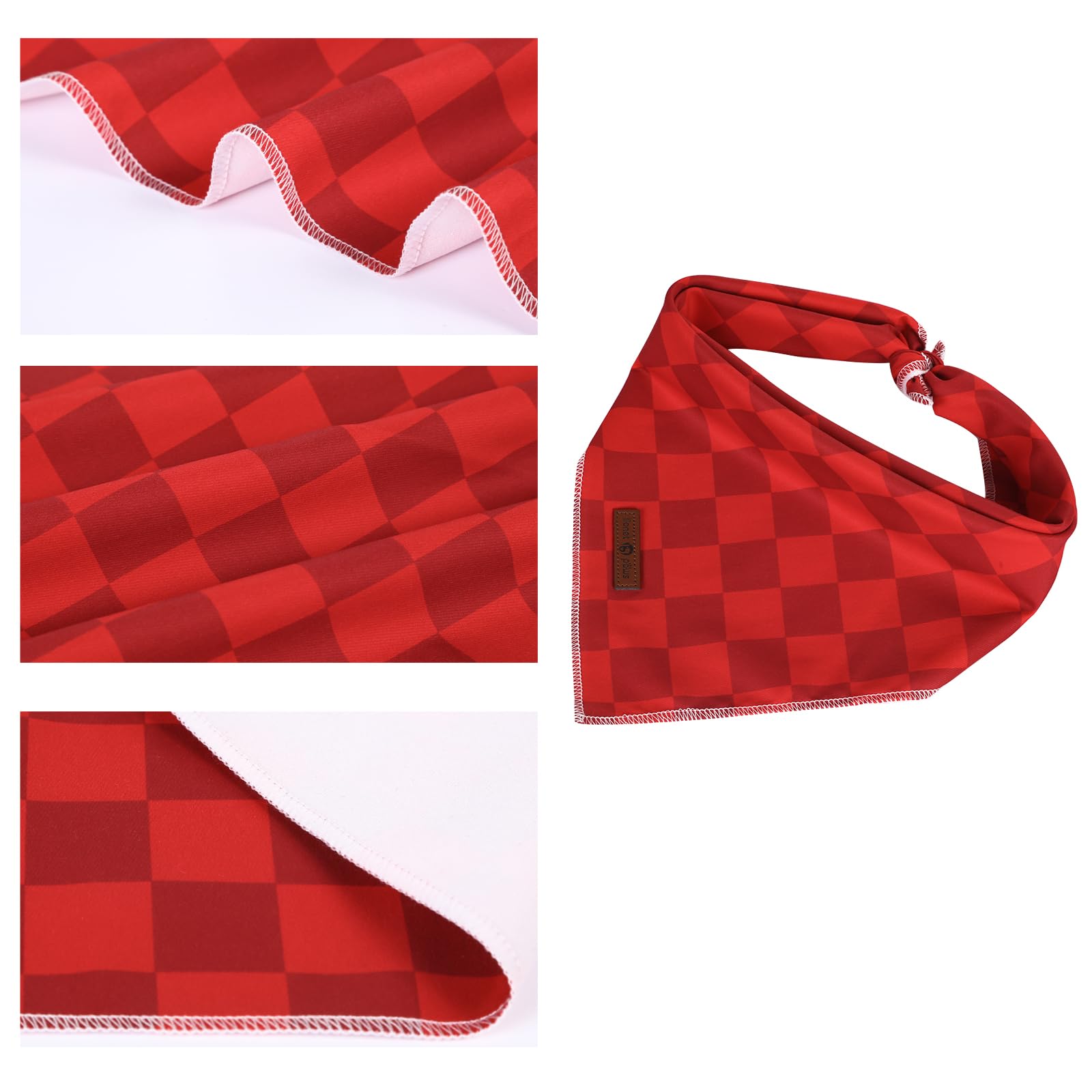 Lionet Paws Christmas Dog Bandana Washable Cotton Handkerchief Scarf Triangle Christmas Red Plaid Dog Bandanas for Medium Large Dogs Girl Boy
