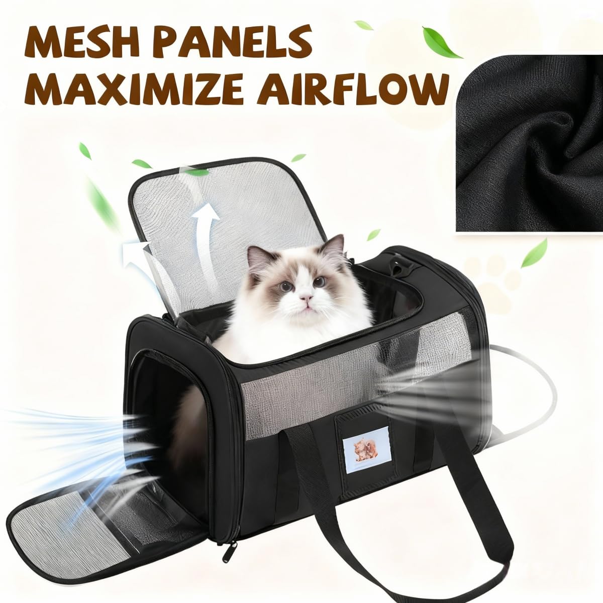 Soft Cat Carrier with Detachable Food Bowl,Pet Travel Bag (Up to 16 lbs)